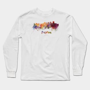 Dayton skyline in watercolor Long Sleeve T-Shirt